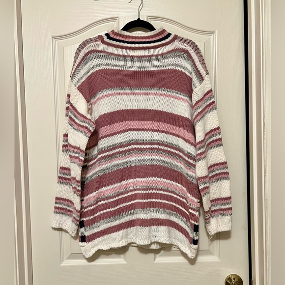 80s-90s Vintage 🌸 One Step Up Mixed Knit Mockneck Sweater - Picture 3 of 3